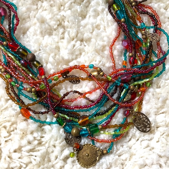 Multi Strand Bead & Charm French Necklace - Picture 2 of 9